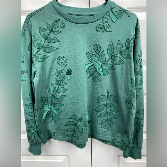 Disney Tops - Disney Parks Alice in Wonderland Long Sleeve Shirt Mushrooms Leaves Medium Green